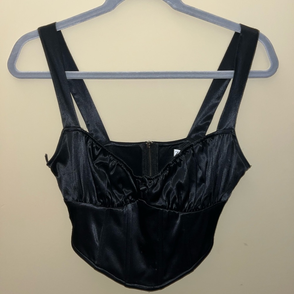 Black satin corset Zara top